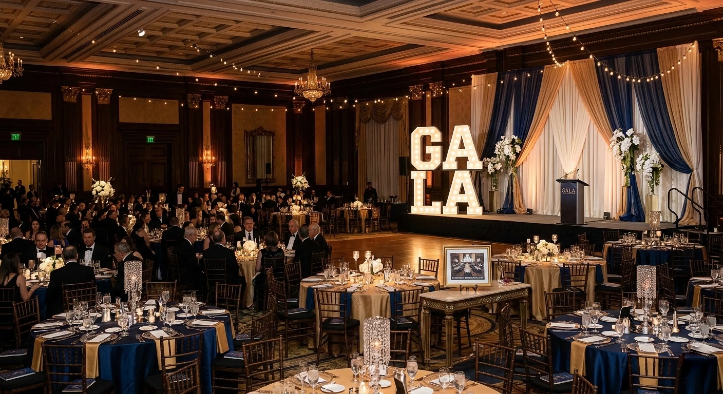 Charity gala banquet room